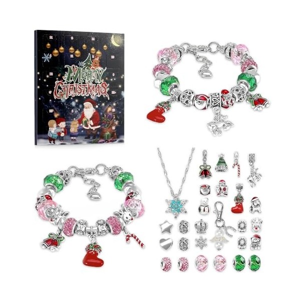 Udbrud Calendrier de lAvent 2023 Enfant Fille, Bijoux Calendrier de lAvent 24 Jours DIY Calendrier de lAvent Bracelet avec