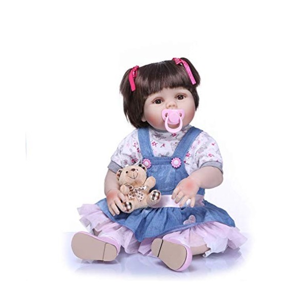 57 Cm Fait À La Main en Silicone Yeux Bruns Bébé Fille Poupée Jouet Éducatif Enfants Cadeau