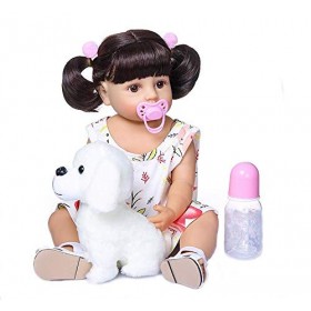 FACAIA Reborn Baby Dolls Lifelike, Fille 55 Cm Poupées en Vinyle de Silicone Souple de 22 Pouces, Reality Eyes Open Newborn G