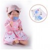 Poupées Reborn Baby Girl - 46 cm - Poupées Reborn en silicone - Bébé réaliste - Cadeaux pour petites filles et enfants, C