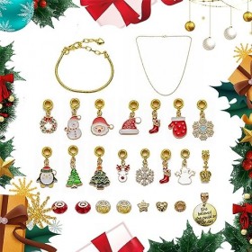 RoxNvm calendrier de lAvent pour filles, 2023 calendrier de lAvent pour bijoux, 24 compartiments boîte à bijoux matelassée Co