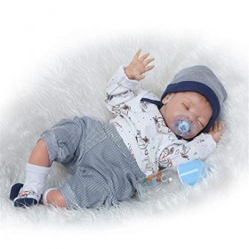 Baryuu Reborn Poupée Bébé Silicone Bébé Reborn-55cm avec tétine et biberon