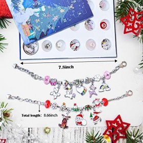 Calendrier de Lavent Bijoux Noel Fille - Calendrier de Lavent Bracelet Argent pour Enfant 5-12 Ans - Licorne DIY Charm Brac