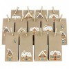 Yabaduu Calendrier de lAvent à faire soi-même avec sacs en papier à coller - Numéros 1-24 - Autocollants pour Noël - Kit de 