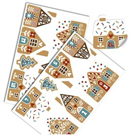 Yabaduu Calendrier de lAvent à faire soi-même avec sacs en papier à coller - Numéros 1-24 - Autocollants pour Noël - Kit de 