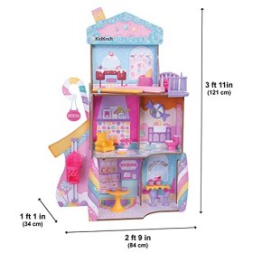 KidKraft Maison de Poupée en Bois Château de Bonbons, Ensemble de Jeu avec Figurine de Lama Licorne et élévateur de cône de G