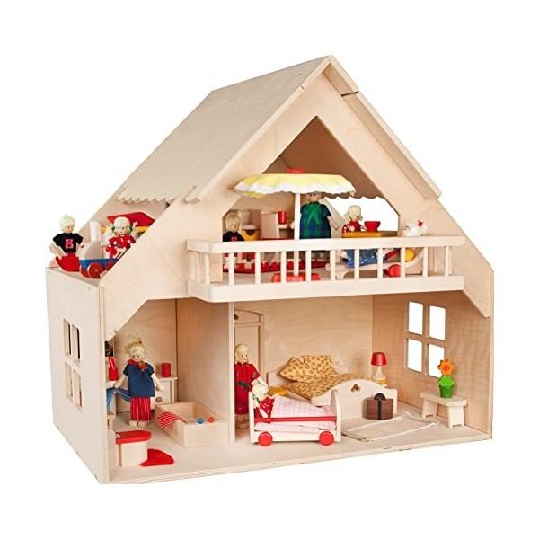 Rülke Holzspielzeug- Maison Mini poupées, 23161, Coleur Bois