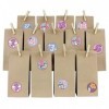Yabaduu Calendrier de lAvent DIY avec sacs en papier à coller - Numéros 1-24 - Autocollants pour Noël - Kit de bricolage à r