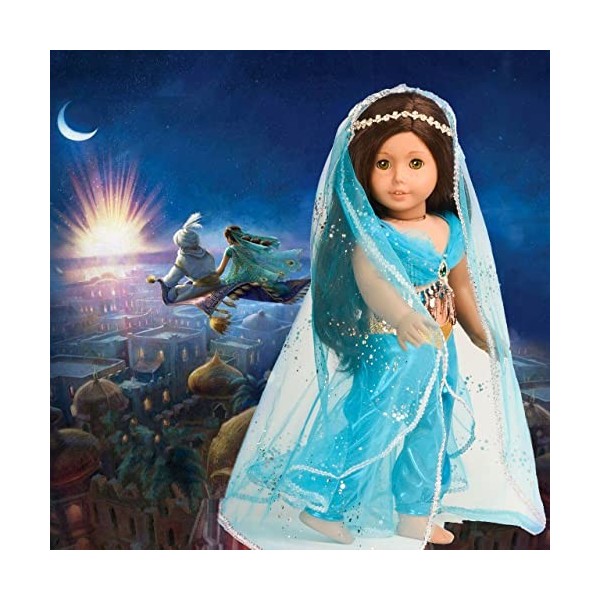 Sweet Dolly Vêtements de poupée 5 pièces Costume de princesse Jasmine Raiponce Aurore Belle robe de poupée pour poupée de 45,