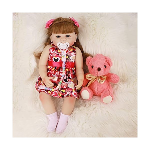 Reborn Baby Doll Fille 20 Pouces Réaliste en Silicone Souple Reborn Bébé Nouveau-Né Poupées 55 Cm Bébés en Bas Âge pour Les Â