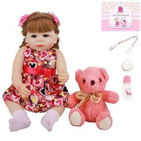 Reborn Baby Doll Fille 20 Pouces Réaliste en Silicone Souple Reborn Bébé Nouveau-Né Poupées 55 Cm Bébés en Bas Âge pour Les Â