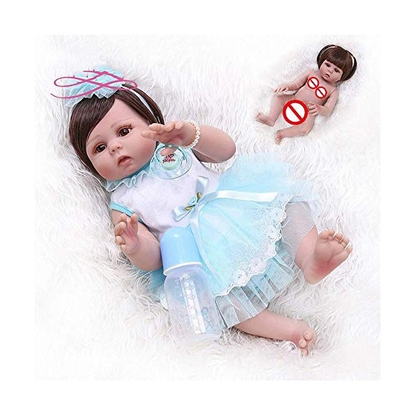 Nouveau 49CM Enfant en Bas âge Nouveau-né Bebe poupée Reborn bébé Fille en Peau bronzée Corps Complet Silicone Doux réaliste 