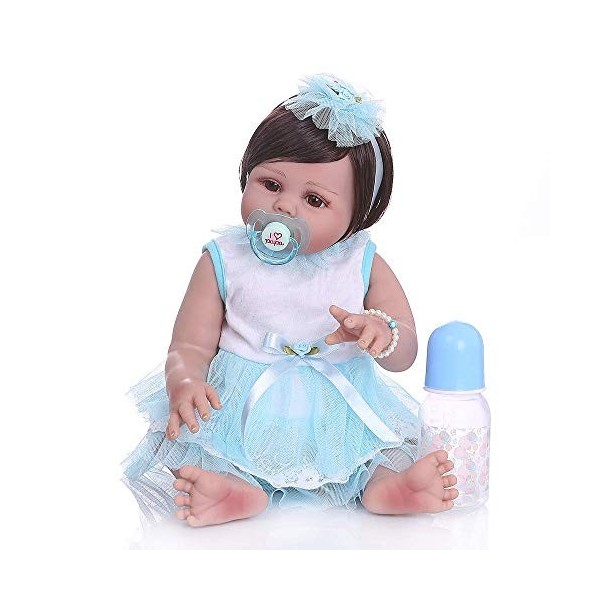 Nouveau 49CM Enfant en Bas âge Nouveau-né Bebe poupée Reborn bébé Fille en Peau bronzée Corps Complet Silicone Doux réaliste 