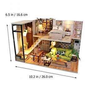 CLISPEED Kit de Maison de Poupée Miniature Bricolage Maison Modèle en Bois 3D Couvercle Anti-Poussière - Assemblage de Maison