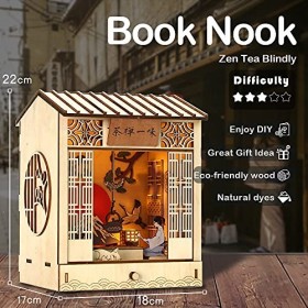 CUTEBEE Puzzle 3D en bois pour maison de poupée, livre de livres, étagère décorative, modèle Alley, kit de créativité avec lu