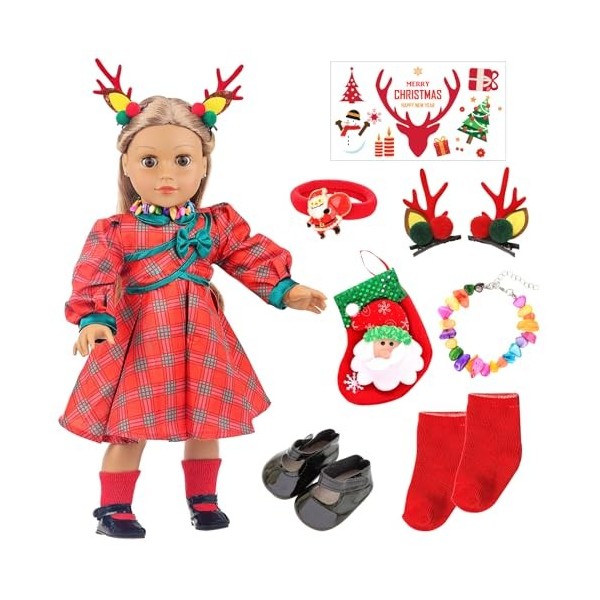 UNICORN ELEMENT Lot de 8 poupées de Noël pour fille de 45,7 cm avec chaussures et accessoires de Noël – 45,7 cm – Vêtements d