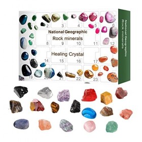 Crystals Calendrier de lAvent 2023 24 jours en cristal naturel dagate, minéraux, calendrier de lAvent de guérison de Noël,