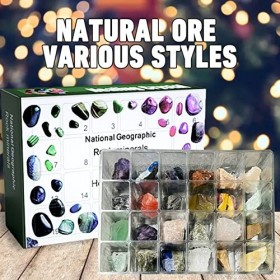 Crystals Calendrier de lAvent 2023 24 jours en cristal naturel dagate, minéraux, calendrier de lAvent de guérison de Noël,