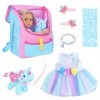 Accessoires de poupée pour fille de 45,7 cm avec sac de transport + robe + 2 épingles à cheveux + autocollant bleu + bracelet