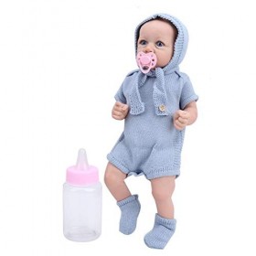 Vakitar 22 Pouces Reborn bébé poupée réaliste Brun Cheveux artificiels bébé garçon poupée Jouet Mamelon Ensemble, pour la Mai