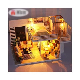 HOUYAZHAN Maison de poupée Bricolage avec kit de Meubles Fait Main