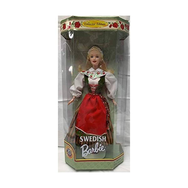 Mattel Barbie Year 1999 Collector Edition Dolls of the World 20th Anniversary 12 Inch Doll - Swedish Barbie in One Piece Dres