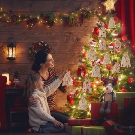 24 Sacs pour Calendrier de lavent, Sachet Calendrier de lavent avec Figurines/Corde/Clip, Pochette Calendrier de lavent po