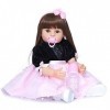 22"/55cm Doux Silicone Vinyle Corps Reborn Bébé Poupées avec De Longs Cheveux Rose Robe Réaliste Toddler Princesse Fille Doll