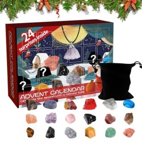 Mineup Calendrier de lAvent 2023 pour enfants - Cristaux naturels - Meilleur cadeau pour les filles - Compte à rebours - Cad