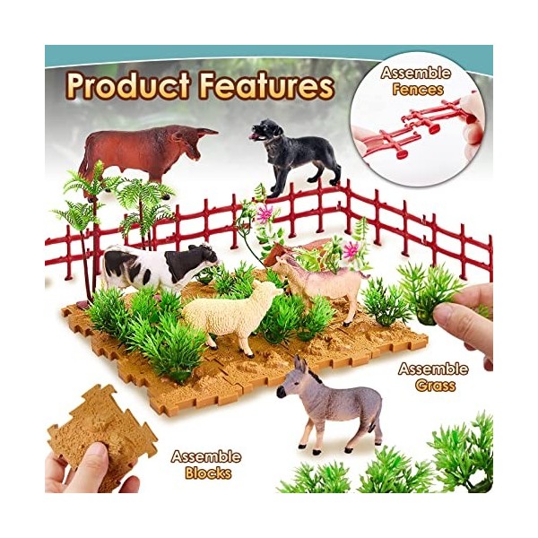Acheter Lot de figurines d'animaux de ferme, 12 pièces, vaches réalistes,  jouets pour enfants, modèle de jeu