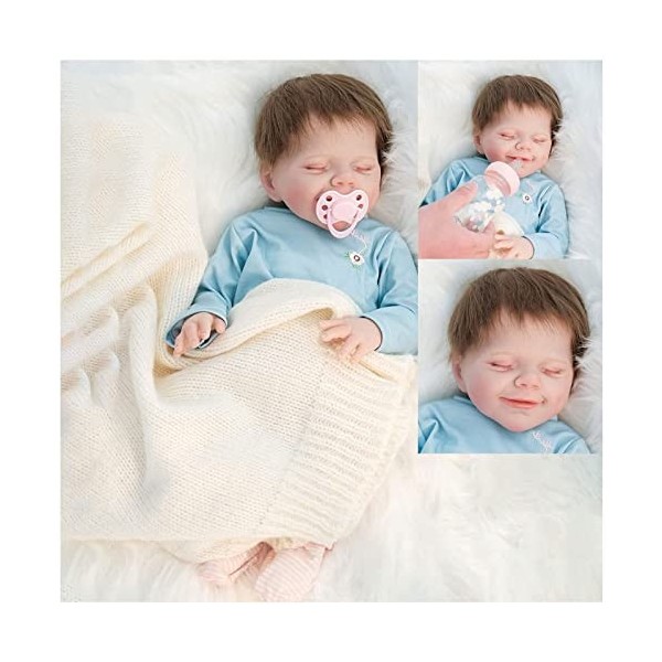 Poupée Reborn réaliste en Silicone, 45,7 cm, Douce et Mignonne, bébé Qui a lair réel, Convient aux Enfants de Plus de 3 Ans,