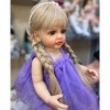 YIHANGG 55cm Silicone Complet du Corps Poupée Bébé Reborn Cheveux Longs Réaliste Fille Princesse Poupée 22 Pouces Imperméable