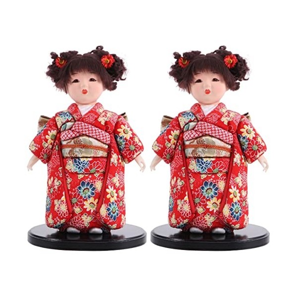 Garneck 2 Pièces Geisha Poupée Figurine Geisha Figurine à Collectionner Kokeshi Poupée Poupée à Collectionner Asiatique