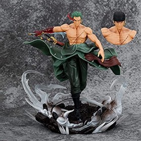 REOZIGN One Piece Anime Figure, Roronoa Zoro 28cm / 11inch Personnage de Dessin Animé Modèle Figure Statue Anime Collection F