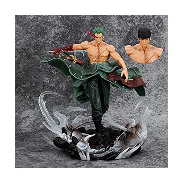 REOZIGN One Piece Anime Figure, Roronoa Zoro 28cm / 11inch Personnage de Dessin Animé Modèle Figure Statue Anime Collection F