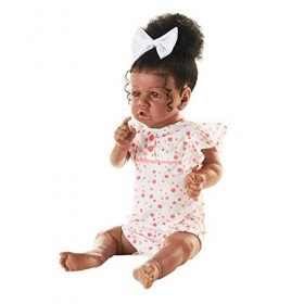 Poupée Réaliste Pondérée pour Nouveau-Né Fille, avec Cheveux Bouclés, 22 Pouces, Vinyle Et Silicone, Peau Foncée, Bébé Fille 