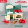 TAKIHON Ensemble de meubles pour maison de poupée, salle de bain, cuisine, réfrigérateur, machine à laver pour enfants, acces