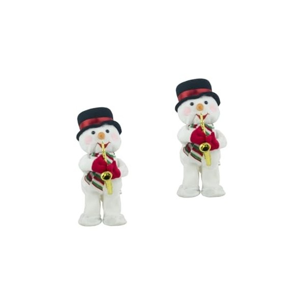 ibasenice 2 Pièces Électrique Bonhomme De Neige Poupée De Noël en Peluche Danse Bonhomme De Neige Jouets Noël Table Bonhomme 