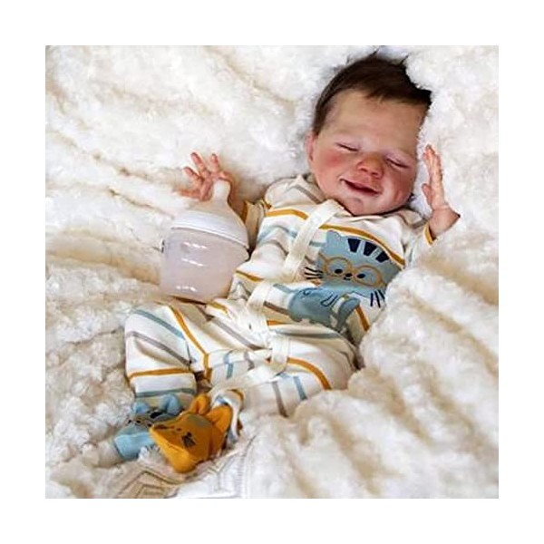 Reborn Sleeping Baby Boy/Girl Doll Vinyle Souple Corps Complet Réaliste Réaliste 19 Pouces Lesté Nouveau-né Poupées Coffret C