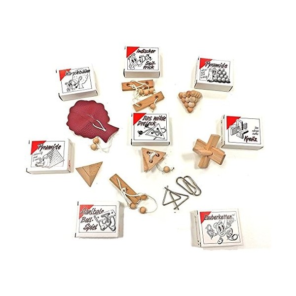 Knobel Jeu Classique Sets – Divers Petit cadeau – Jeux emballé individuellement incl Solution – Patience dextérité Jeux Jeu d