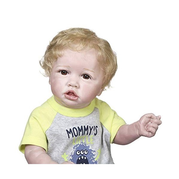 Réaliste Reborn bébé garçon poupée avec Yeux Bruns Silicone Corps Complet Cadeau danniversaire pour garçons Filles Enfants p