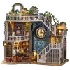 Spilay Kit de meubles miniatures en bois pour maison de poupée, mini maison de poupée faite à la main avec boîte à musique et