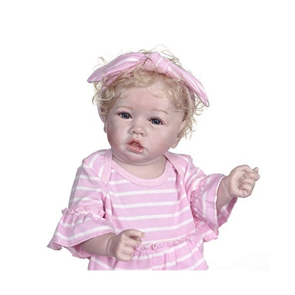 Vakitar 55cm Reborn Doll Set Lifelike Rebirth Baby Girl Dolls Jouet pour bébé Cadeau avec Mamelon, pour la Maison