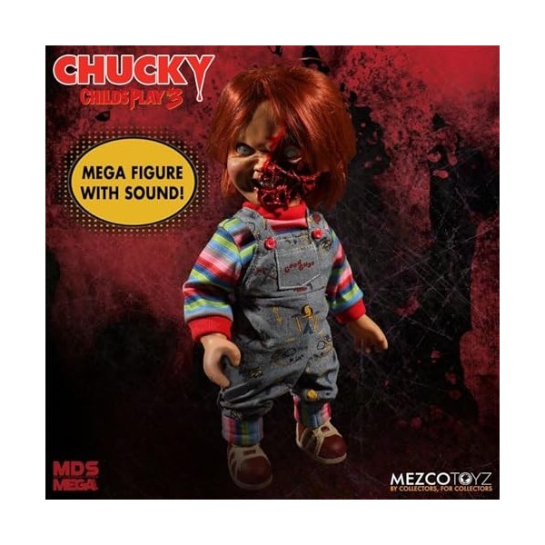 Mezco Toys Chucky Jeu d´Enfant 3 poupée parlante Designer Series Pizza Face Chucky 38 cm