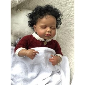 Noir Reborn Bébé Poupées Garçon 20 en Silicone Souple Vinyle Afro-Américain Reborn Nouveau-Né Bébé Poupée avec Sucette + Bibe