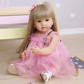 SHHYD Bebe Reborn Fille Silicone Plein Corps 22 Pouces 55cm Poupée Reborn Fille Cheveux Longs blonds Souple BéBé Reborn Poupé