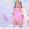 55 CM Réaliste Reborn Bébé Poupées 22 Pouces Reborn Fille Princesse Bambin Tout Le Corps Doux Silicone Vinyle Peau 3D Robe Ro