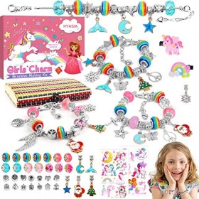 HYASIA Licorne 5-12 Ans Enfant Jouet, Pandora 5+ Ans, Charms Bracelet Kit Fabrication Creation Bijoux Calendrier de lavent F