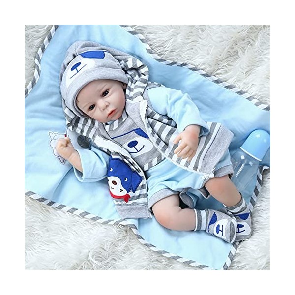 VMOLTRY Réaliste Reborn Baby Dolls Garçon 22 Pouces 55 cm Silicone Vinyle Souple Poupées Reborn Réalistes Vrai Nouveau-né ave