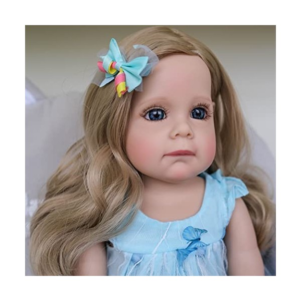 Reborn Baby Doll Corps Complet Silicone Vinyle 22 Pouce Cheveux Blonds Anatomiquement Correct Bébés Filles Lavable Reborn Tod